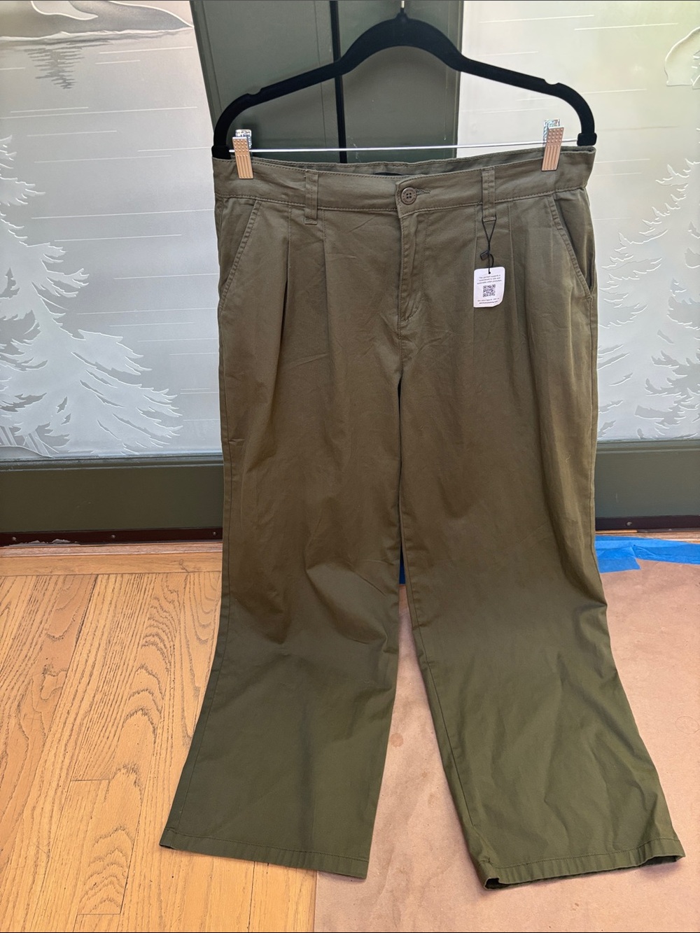 Sanctuary Olive Green Pleated Cotton Pants for women’s